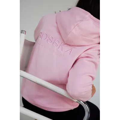 Bluza z kapturem "BOSSKA od urodzenia!" - cukierkowy róż