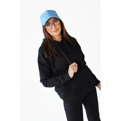 Bluza z kapturem "BOSSKA od urodzenia!" - czarna z czarnym napisem
