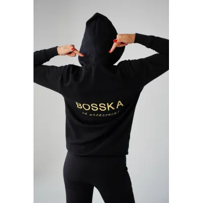Bluza z kapturem "BOSSKA od urodzenia!" - czarno-złota