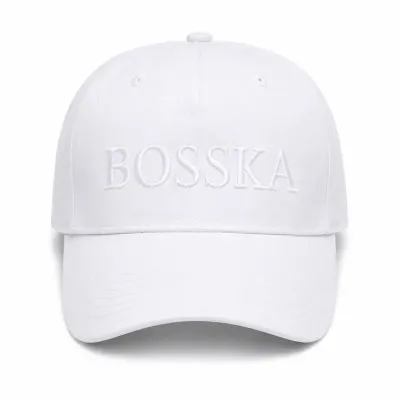Czapka bawełniana BOSSKA -  biała z białym napisem