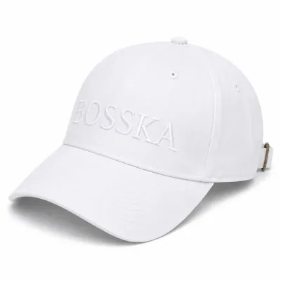 Czapka bawełniana BOSSKA -  biała z białym napisem