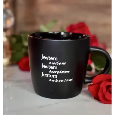 Kubek - Jestem cudem, jestem szczęściem, jestem sukcesem - czarny