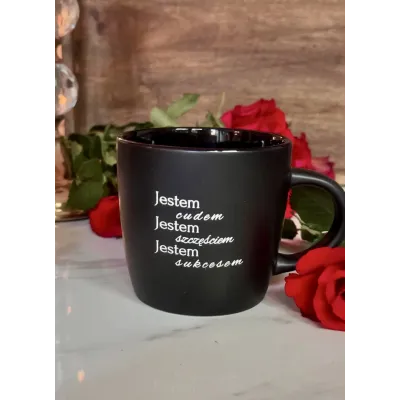 Kubek - Jestem cudem, jestem szczęściem, jestem sukcesem - czarny