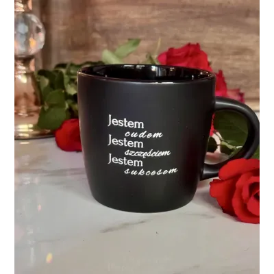 Kubek - Jestem cudem, jestem szczęściem, jestem sukcesem - czarny