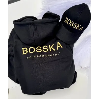 Bluza z kapturem "BOSSKA od urodzenia!" - czarno-złota