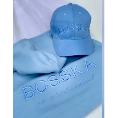 Bluza z kapturem "BOSSKA od urodzenia!" - baby blue