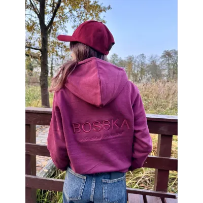 Bluza z kapturem "BOSSKA od urodzenia!" - bordowa