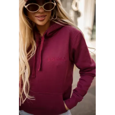 Bluza z kapturem "BOSSKA od urodzenia!" - bordowa