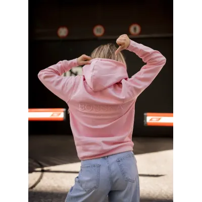 Bluza z kapturem "BOSSKA od urodzenia!" - cukierkowy róż