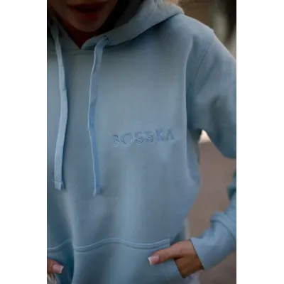 Bluza z kapturem "BOSSKA od urodzenia!" - baby blue