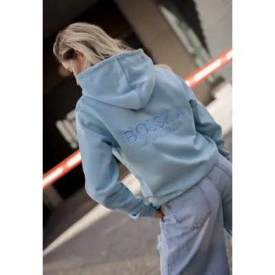 Bluza z kapturem "BOSSKA od urodzenia!" - baby blue