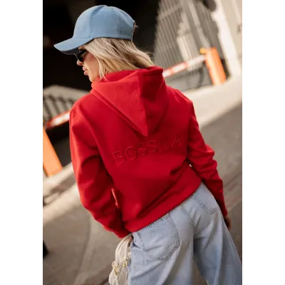 Bluza z kapturem "BOSSKA od urodzenia!" - czerwona