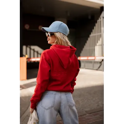 Bluza z kapturem "BOSSKA od urodzenia!" - czerwona