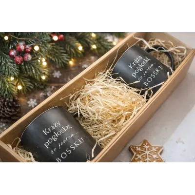 Zestaw prezentowy - Krążą pogłoski, że jestem BOSSKA/BOSSKI- czarny z białym środkiem